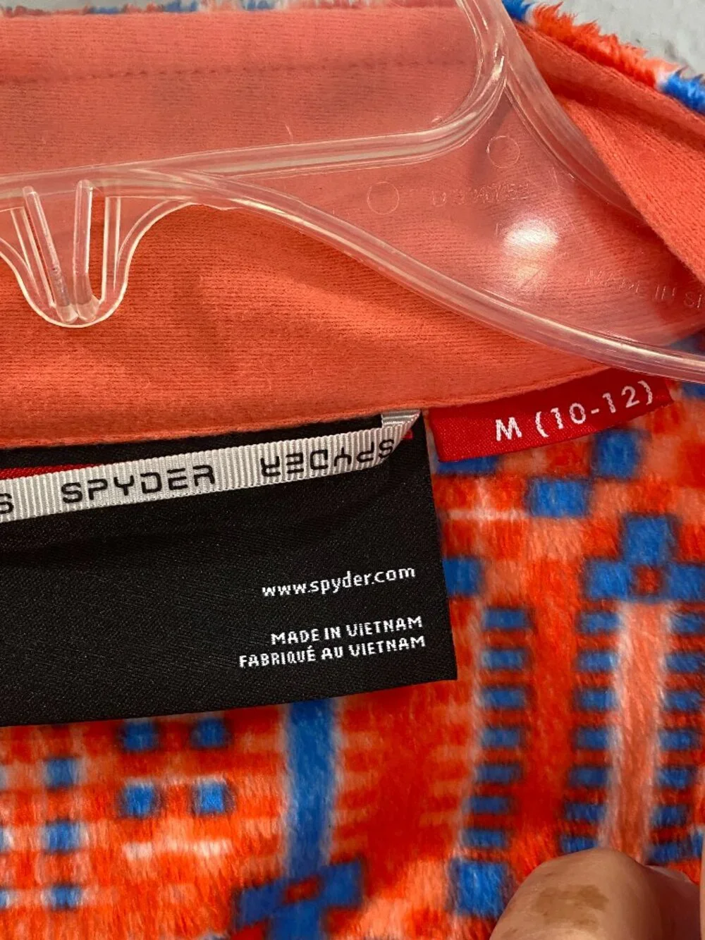 Spyder NWOT girl's size M 10/12 Celeste Fleece jacket in orange, blue, and white